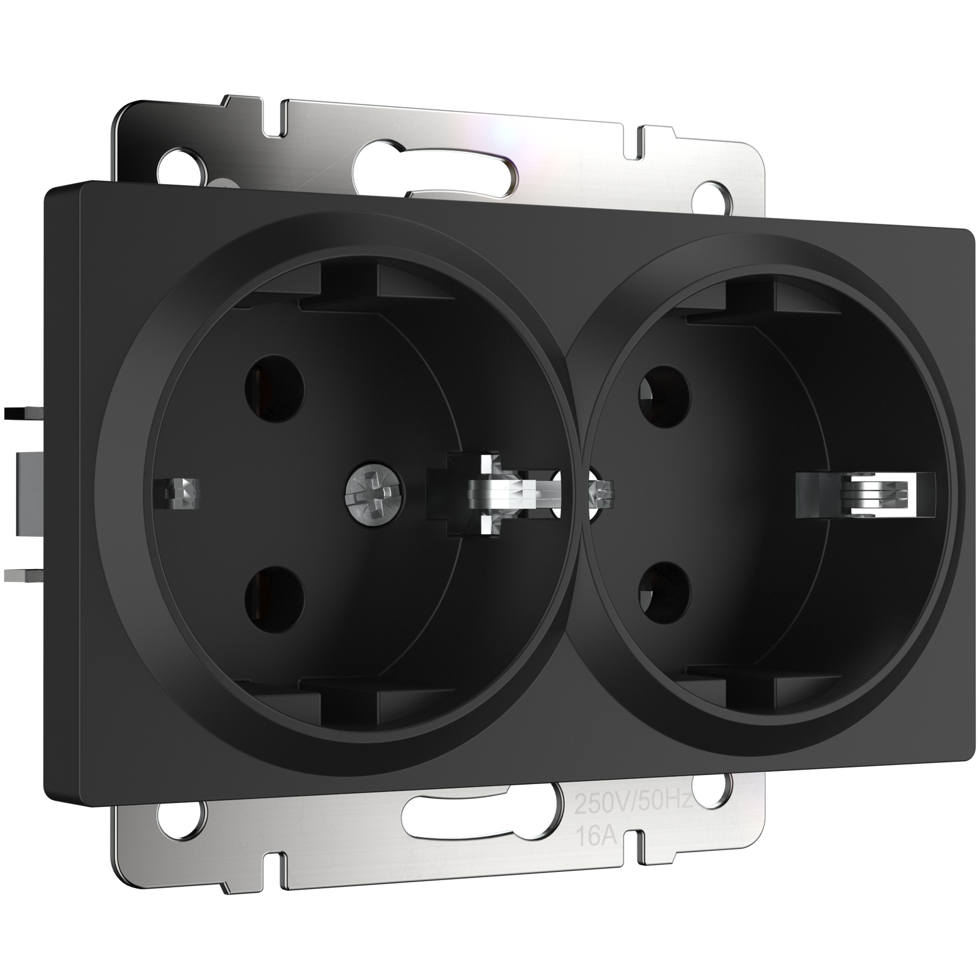 Розетка двойная с заземлением WERKEL (черный матовый) WL08-SKG-02-IP20  / W1172008 / a040288