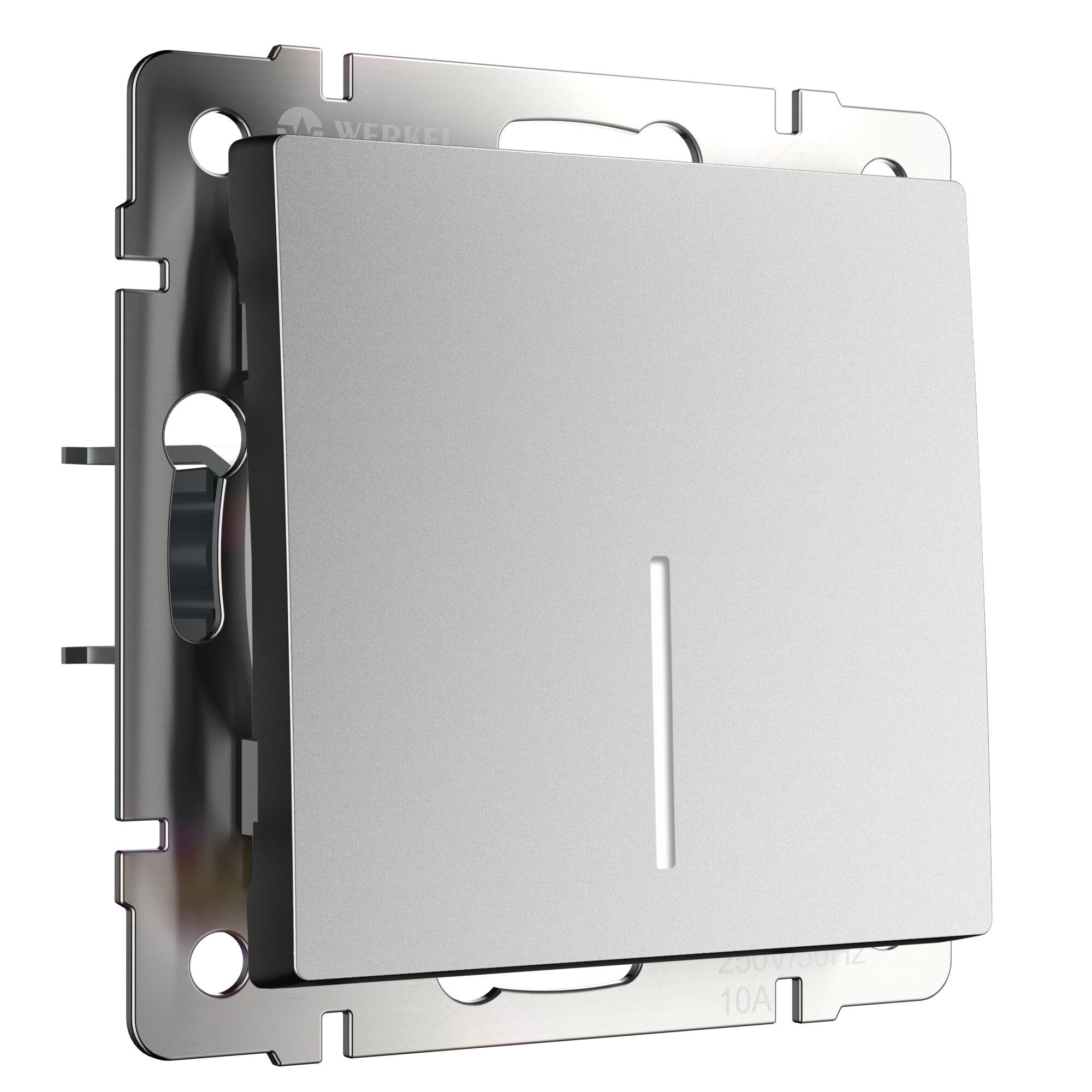 Выключатель одноклавишный с подсветкой Werkel (серебряный матовый) W1110165