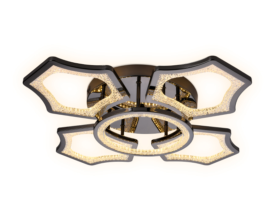 Потолочный светодиодный светильник с пультом Ambrella FA576/4+1 DCH черный хром 106W 620*620*120 (ПДУ РАДИО 2.4G)