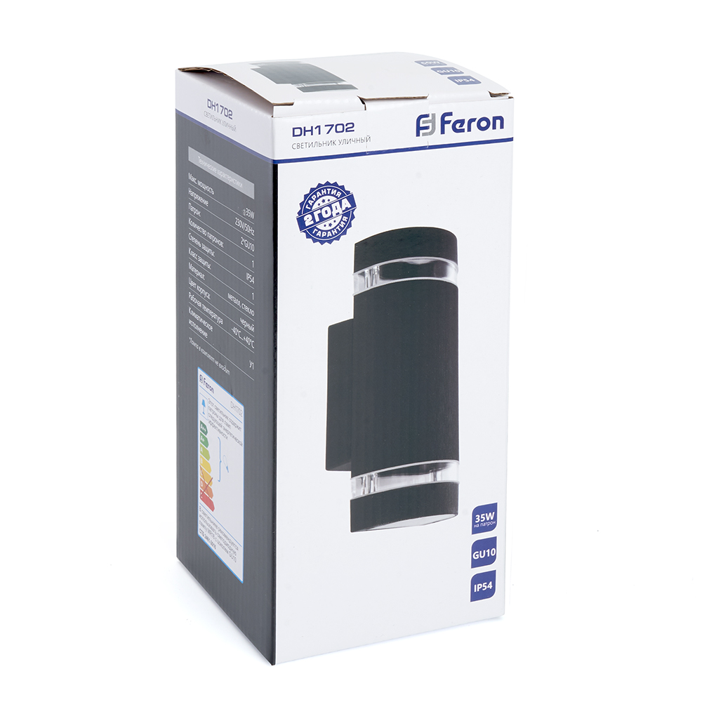 Светильник садово-парковый Feron DH1702, на стену вверх/вниз, GU10 230V, черный Светильник садово-парковый Feron DH1702, на стену вверх/вниз, GU10 230V, черный