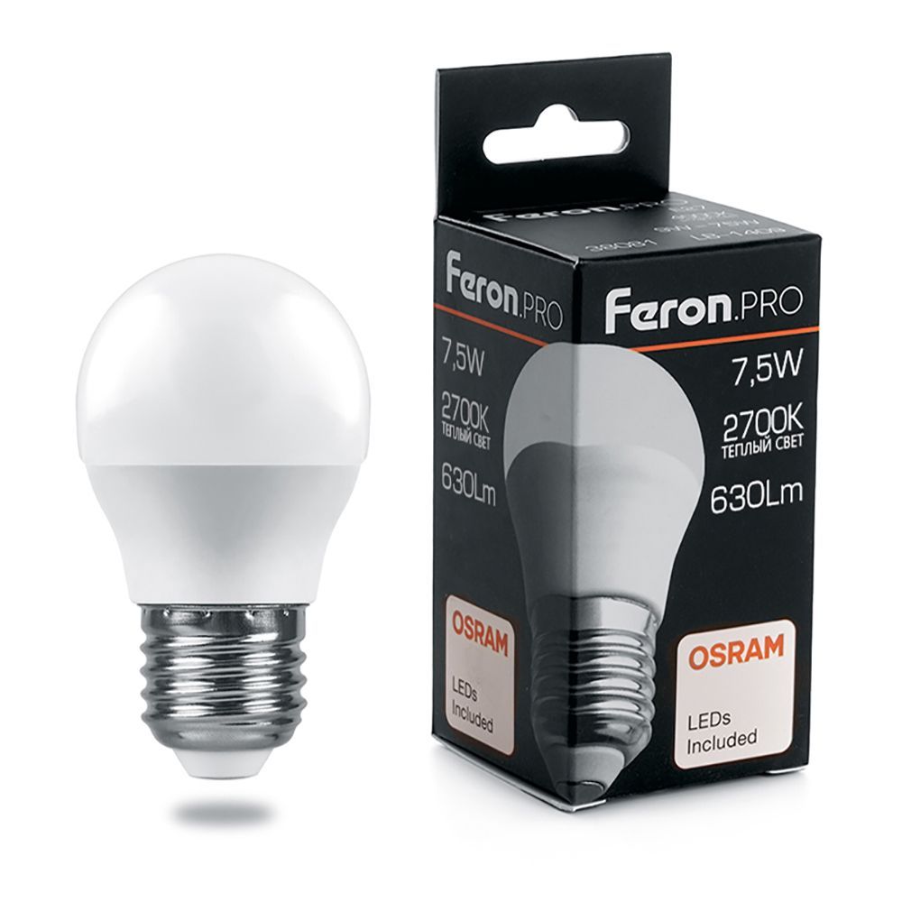 Лампа светодиодная Feron.PRO LB-1407 Шарик E27 7.5W 2700K Лампа светодиодная Feron.PRO LB-1407 Шарик E27 7.5W 2700K