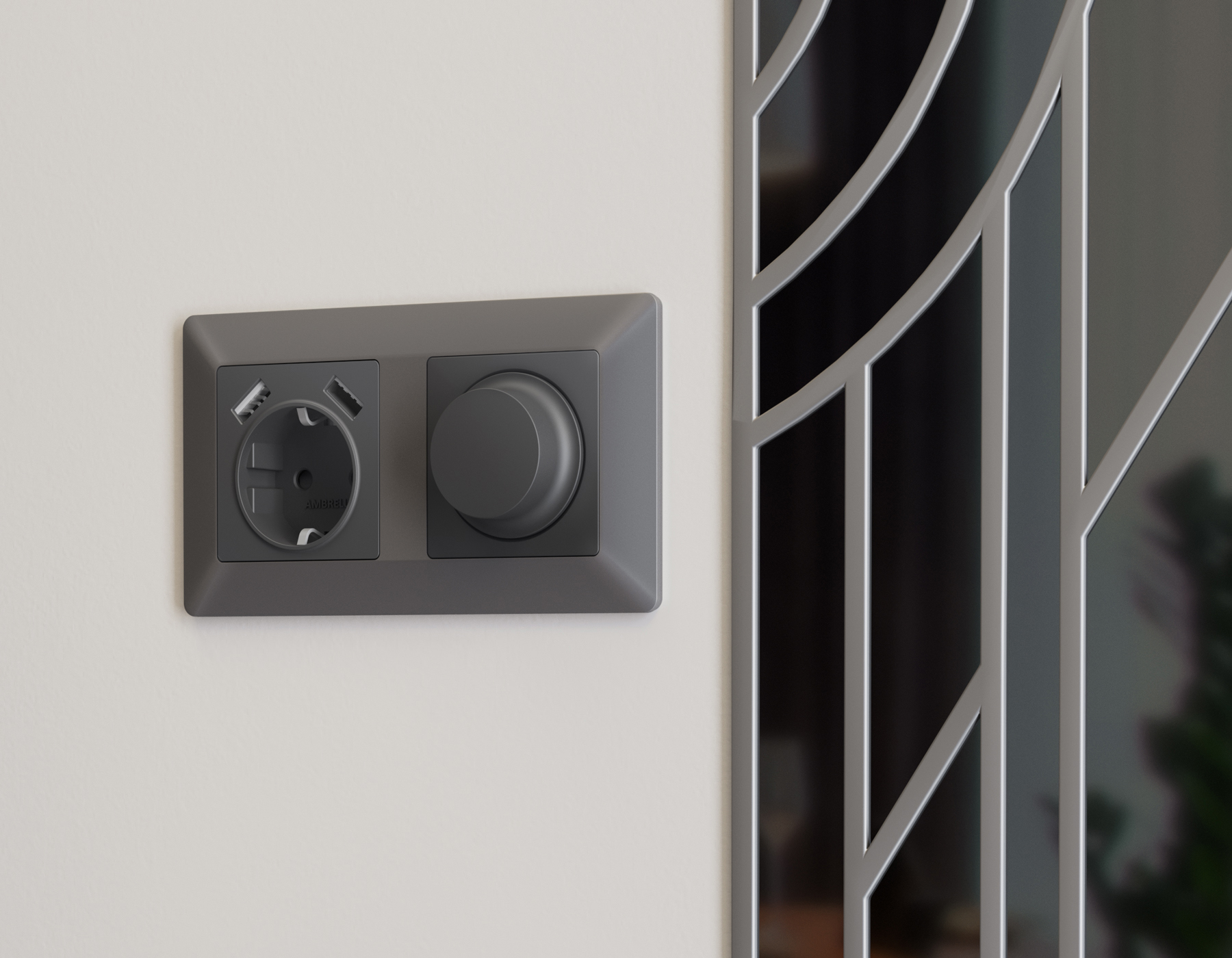 AP9055 Лицевая панель ALFA (Графит Мягкое касание) для светорегулятора универсального QUANT