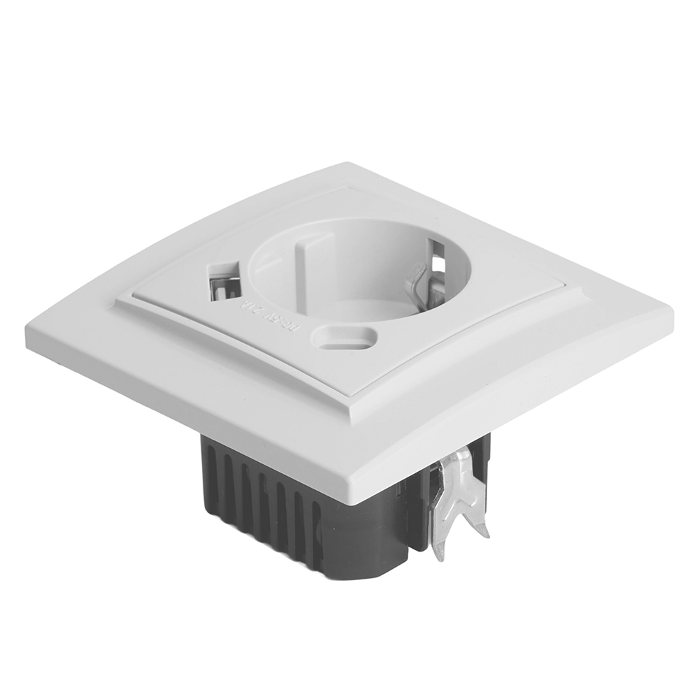 Розетка 1-местная STEKKER, PST16-9016-01, 250В, 2.1А с USB+ type C, серия Эрна, белый