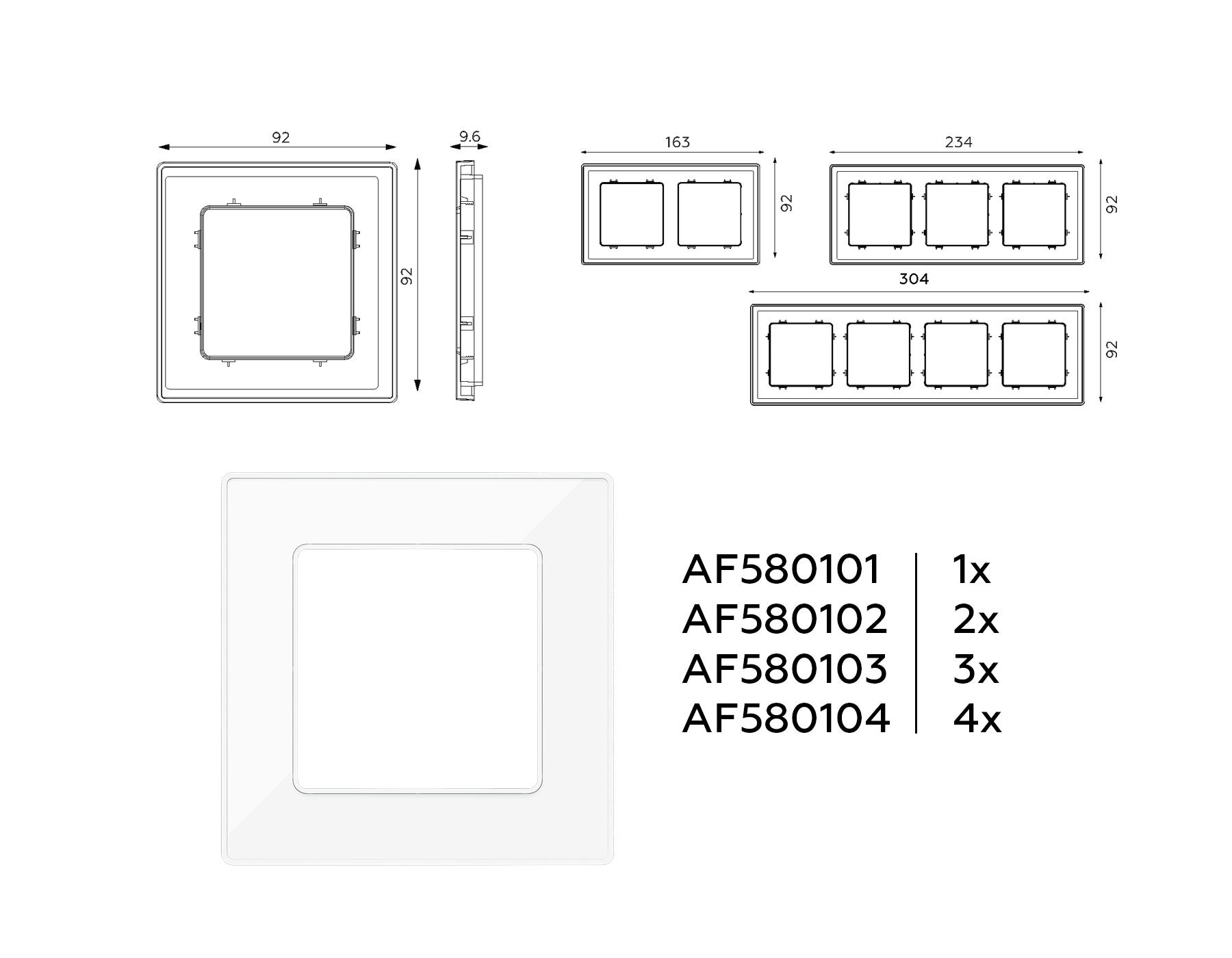 AF580101 Рамка ALFA Arctic (Белый Стекло органическое) 1-ая
