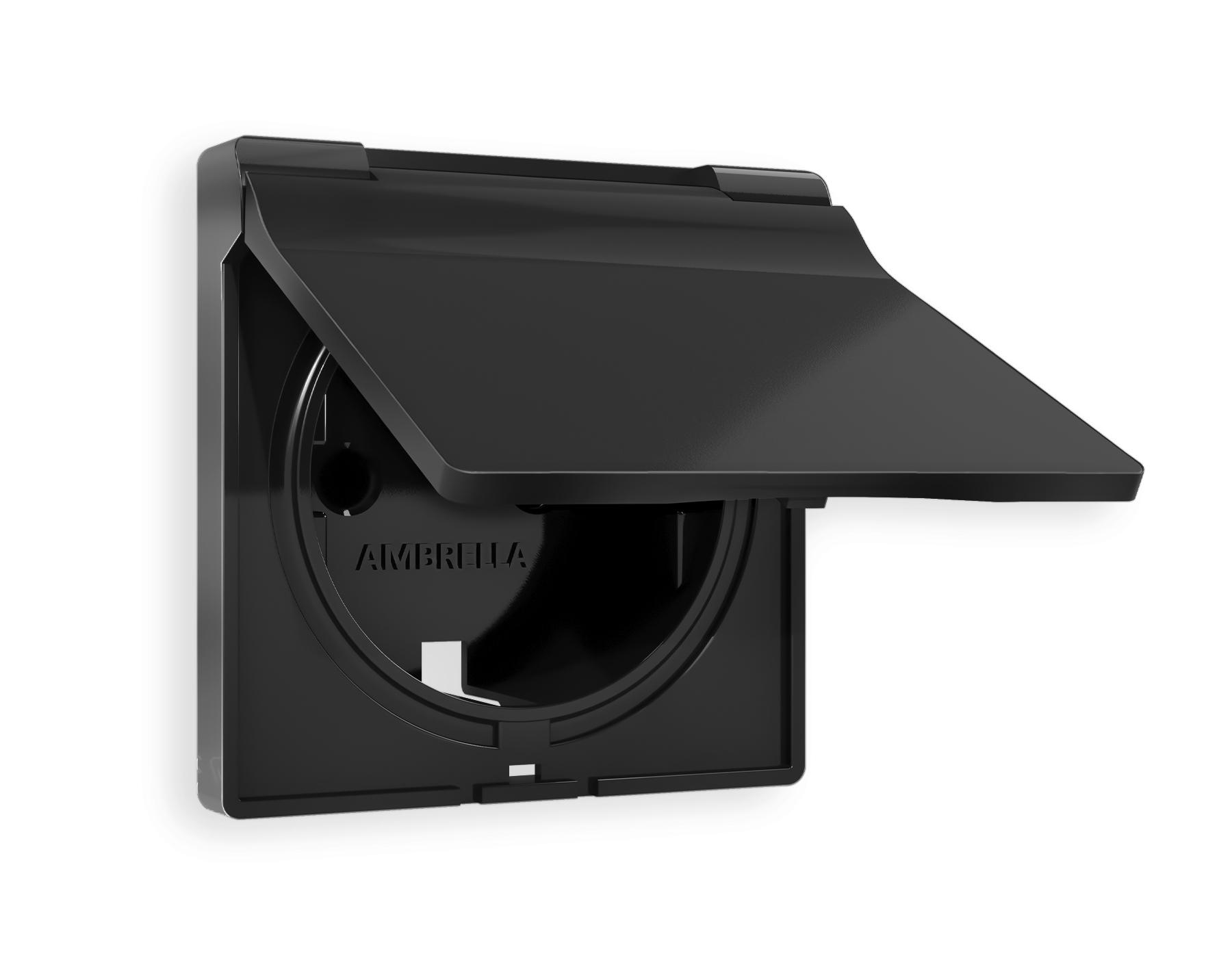 AP8080 Лицевая панель ALFA (Черный матовый) для электрической розетки с/з со шторками и крышкой IP44 QUANT