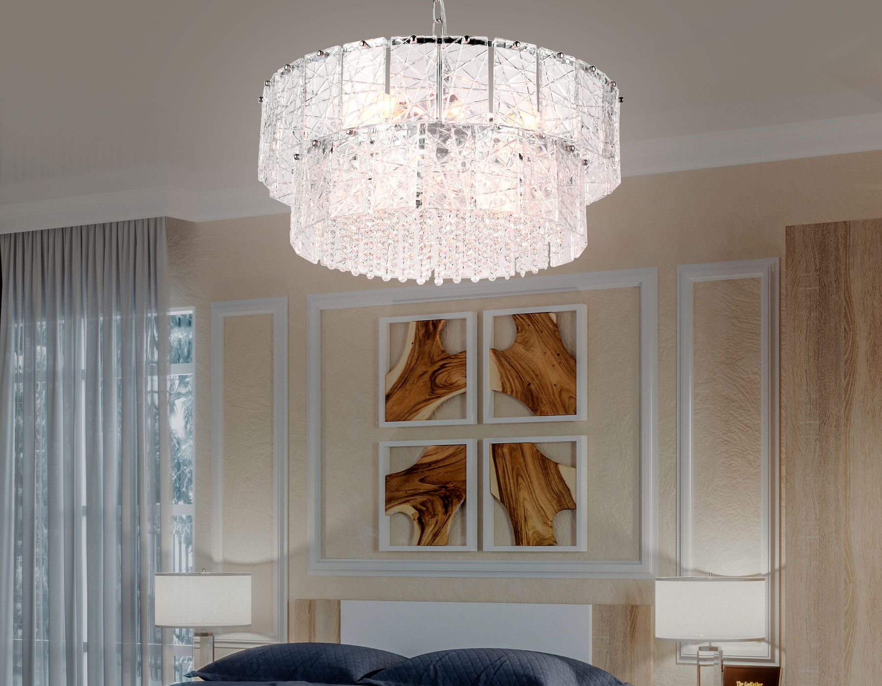 Подвесная люстра Ambrella TR5235/8 CH/CL хром/прозрачный E14/8 max 40W D600*950