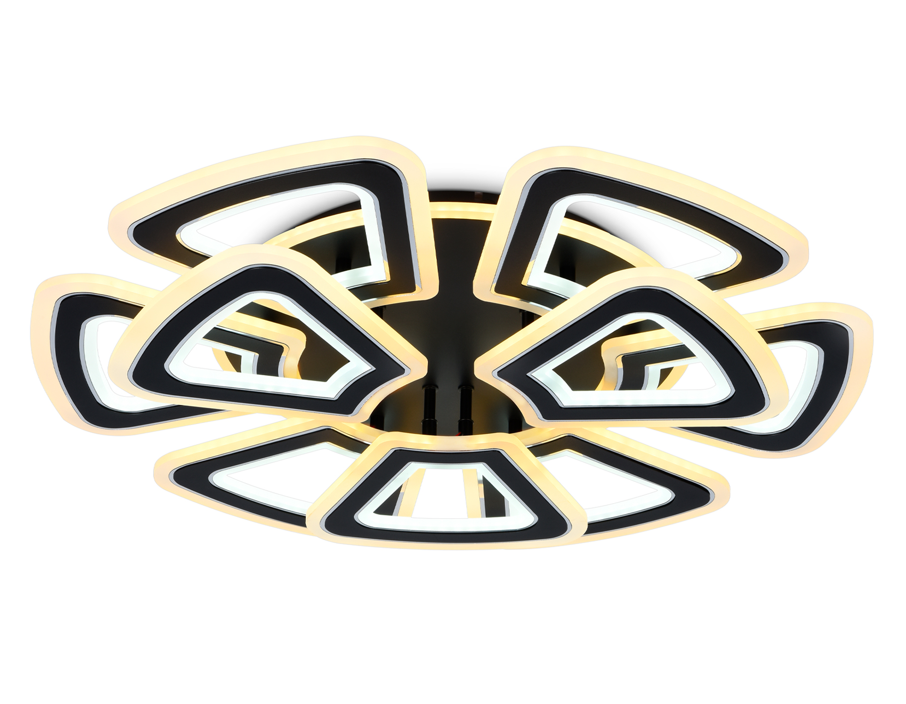 Потолочный светильник Ambrella FA8893/6+3 BK/CH черный/хром 210W 3000K/4200K/6400K 650*640*130 (ПДУ РАДИО 2.4G)