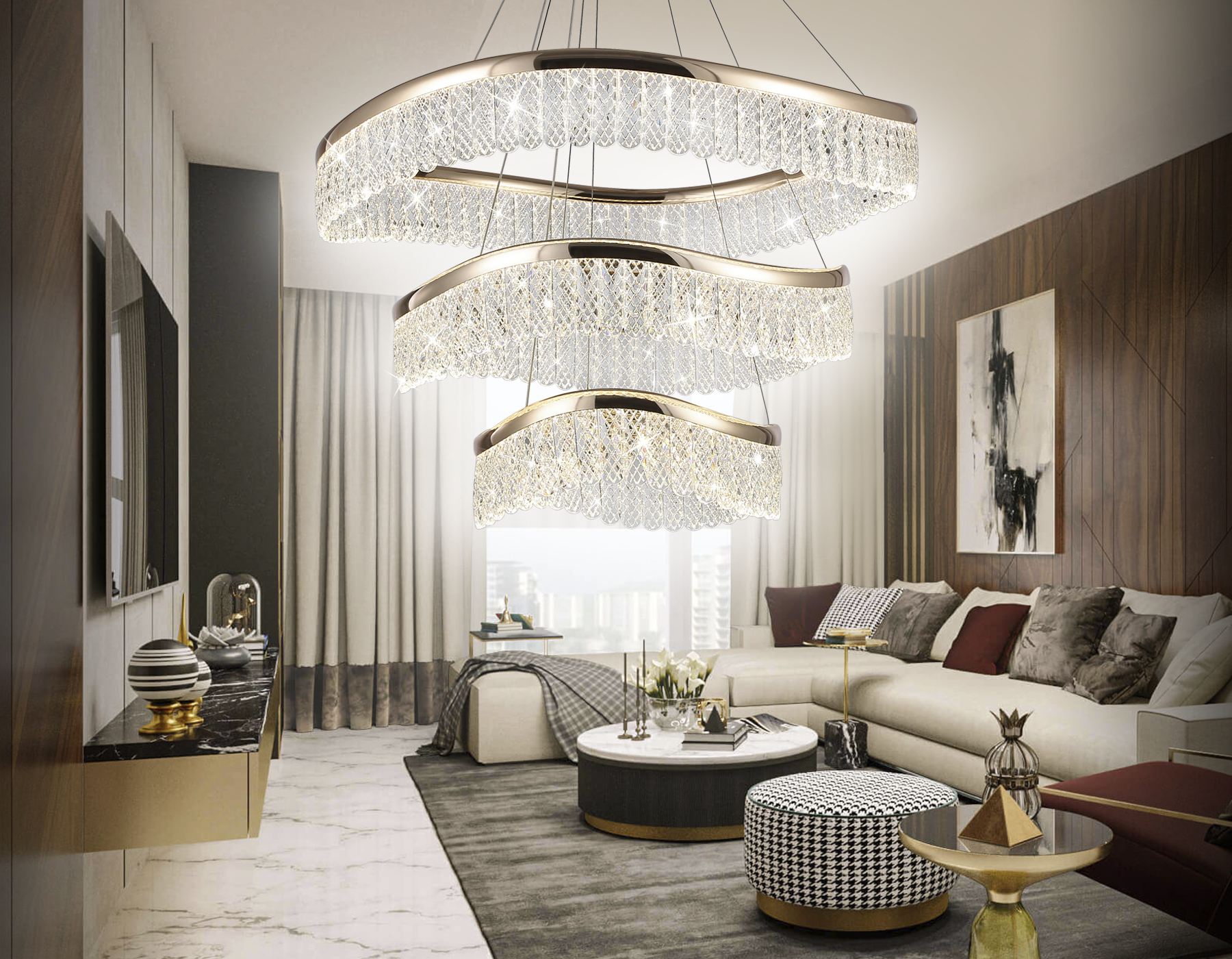 Подвесной LED светильник TR49731/3 GD золото 120W 3000K/4200K/6400K D800*1010 (Без ПДУ)