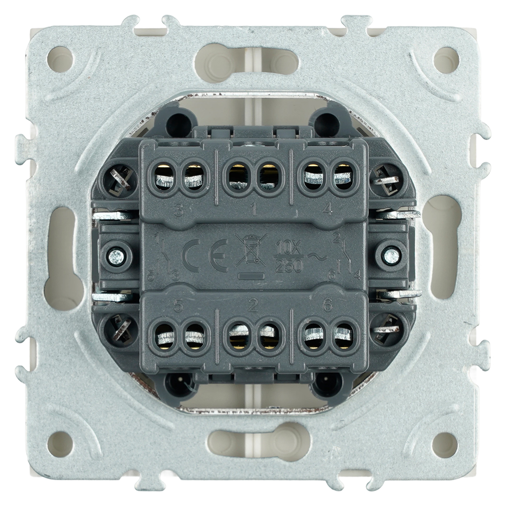 Переключатель 2-клавишный (механизм), STEKKER, 250В, 10А, серия Эмили, RSW10-5107-08, кашемир, soft touch