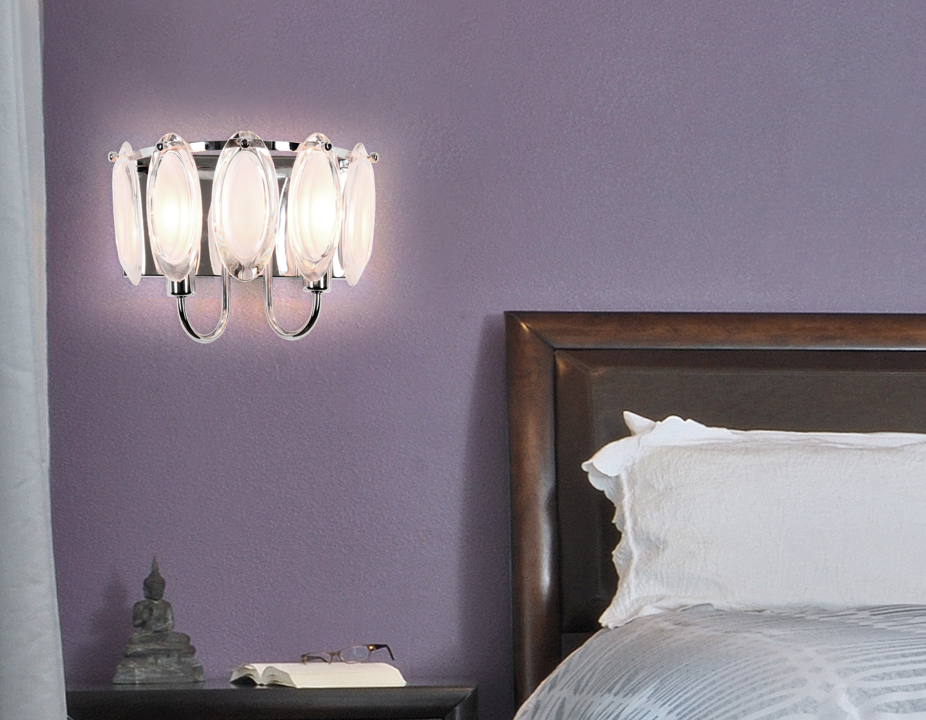 Настенный светильник Ambrella TR5180/2 CH/CL/FR хром/прозрачный/белый матовый E14/2 max 40W 280*190*170