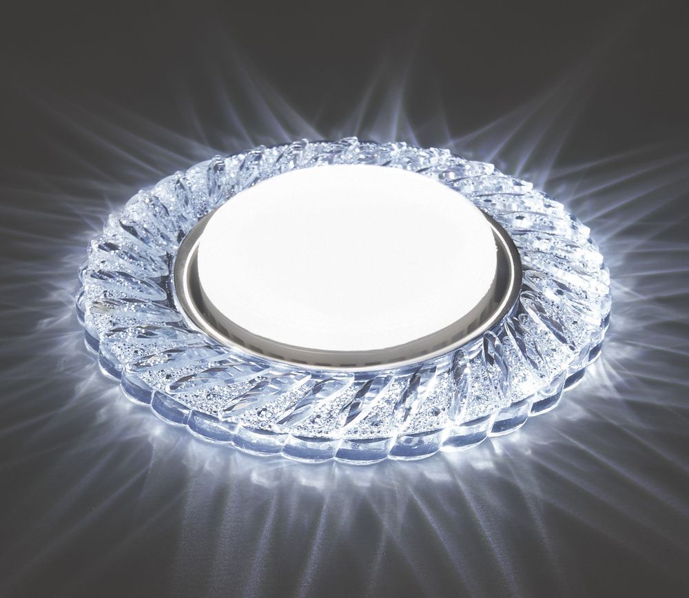 Светильник встраиваемый с белой LED подсветкой Feron CD4021 потолочный GX53 без лампы прозрачный Светильник встраиваемый с белой LED подсветкой Feron CD4021 потолочный GX53 без лампы прозрачный