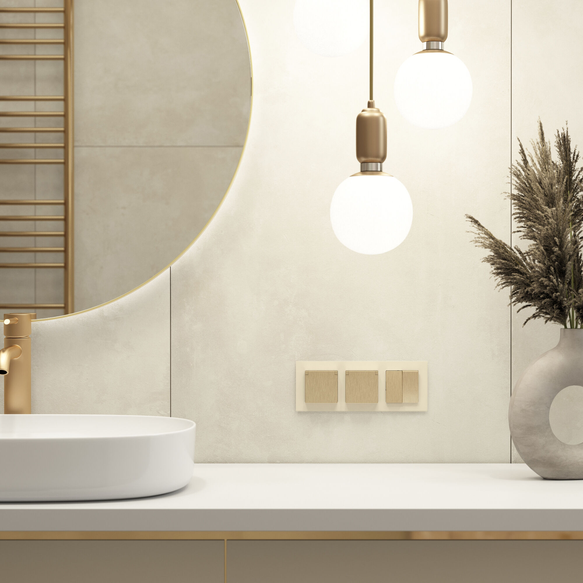 Розетка влагозащ. с зазем. с защит. крышкой и шторками N (шампань рифленый) W1171210