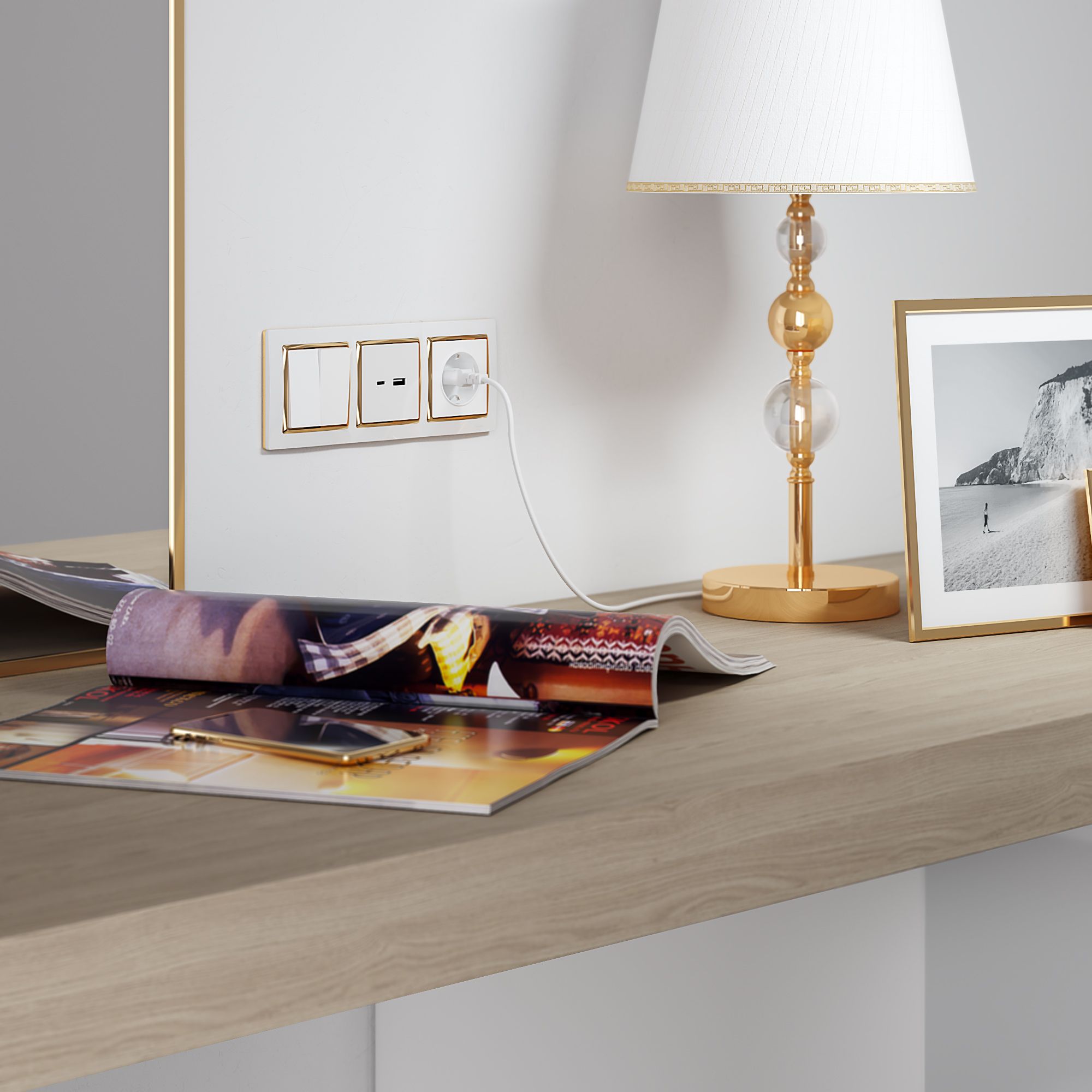 Рамка WERKEL Snabb на 3 поста (белый/золото) WL03-Frame-03-white-GD / W0031933 / a035254