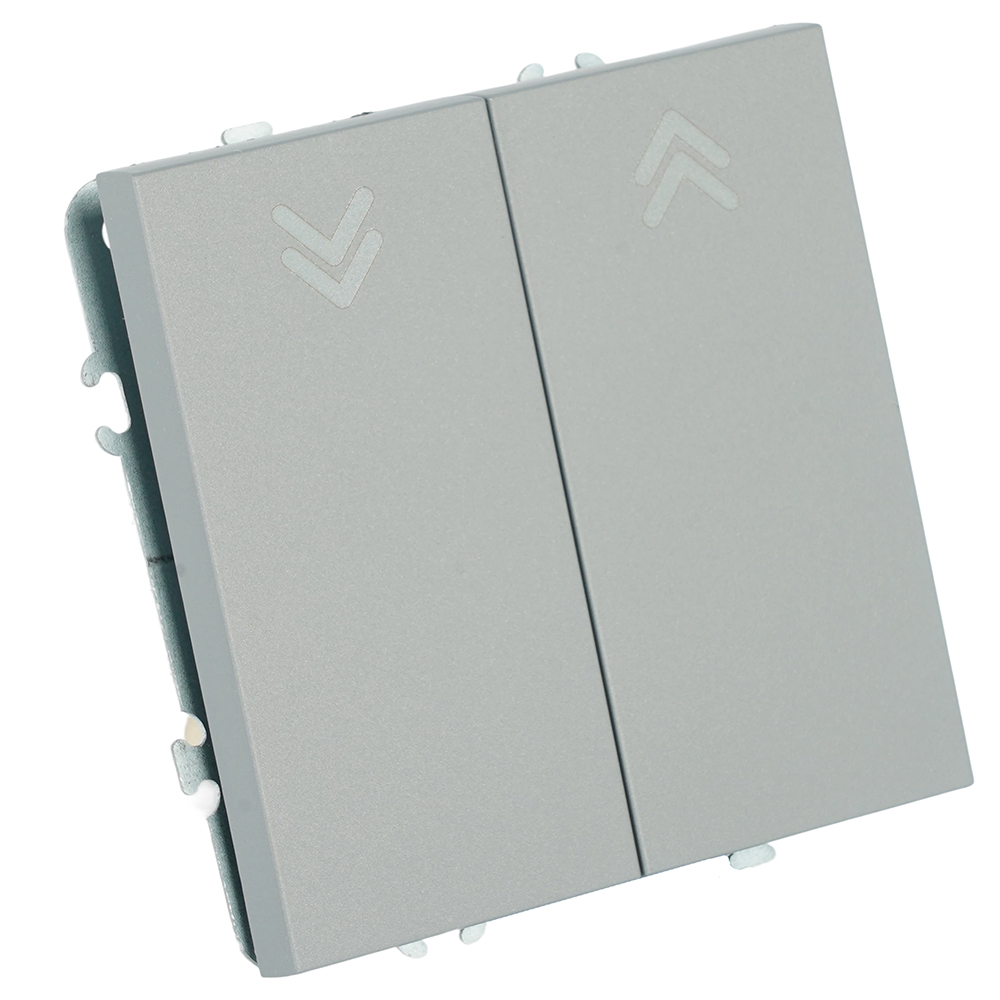 Выключатель 2-клавишный самовозвратный (механизм), STEKKER, 250В, 10А, серия Эмили, RSW10-5113-10, платиново-серый, soft touch