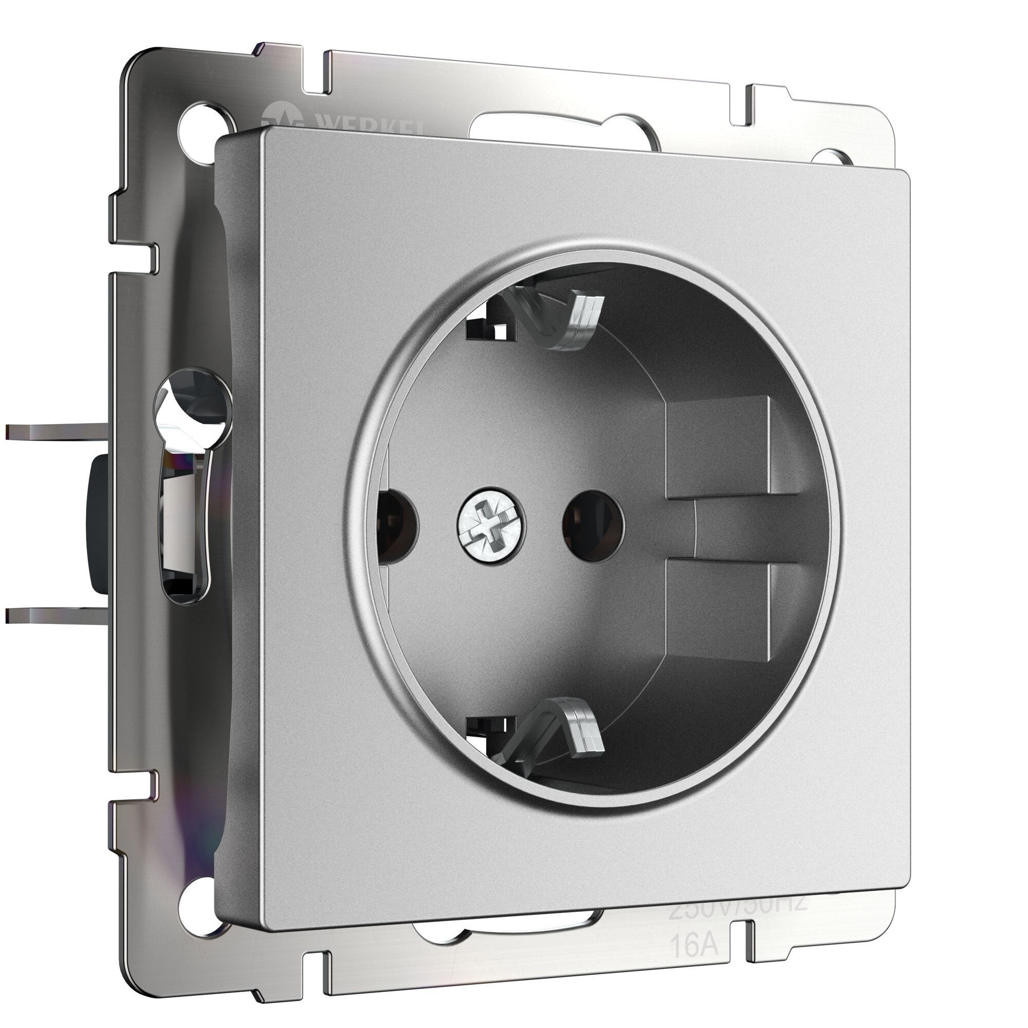 Розетка с заземлением Werkel (серебряный матовый) W1171065