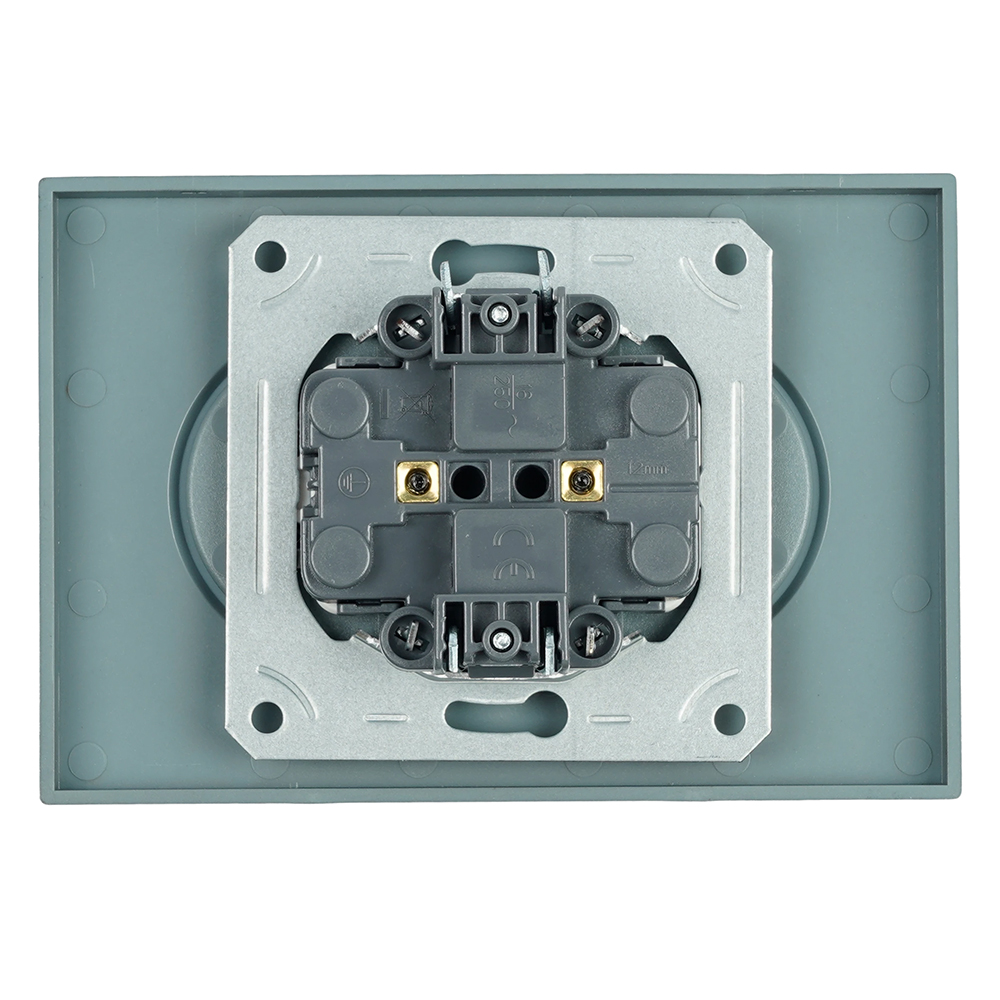 Розетка 2-местная с защитной шторкой, STEKKER,  б/з, 250В, 16А, серия Эмили, RST10-5116-09, антрацит, soft touch