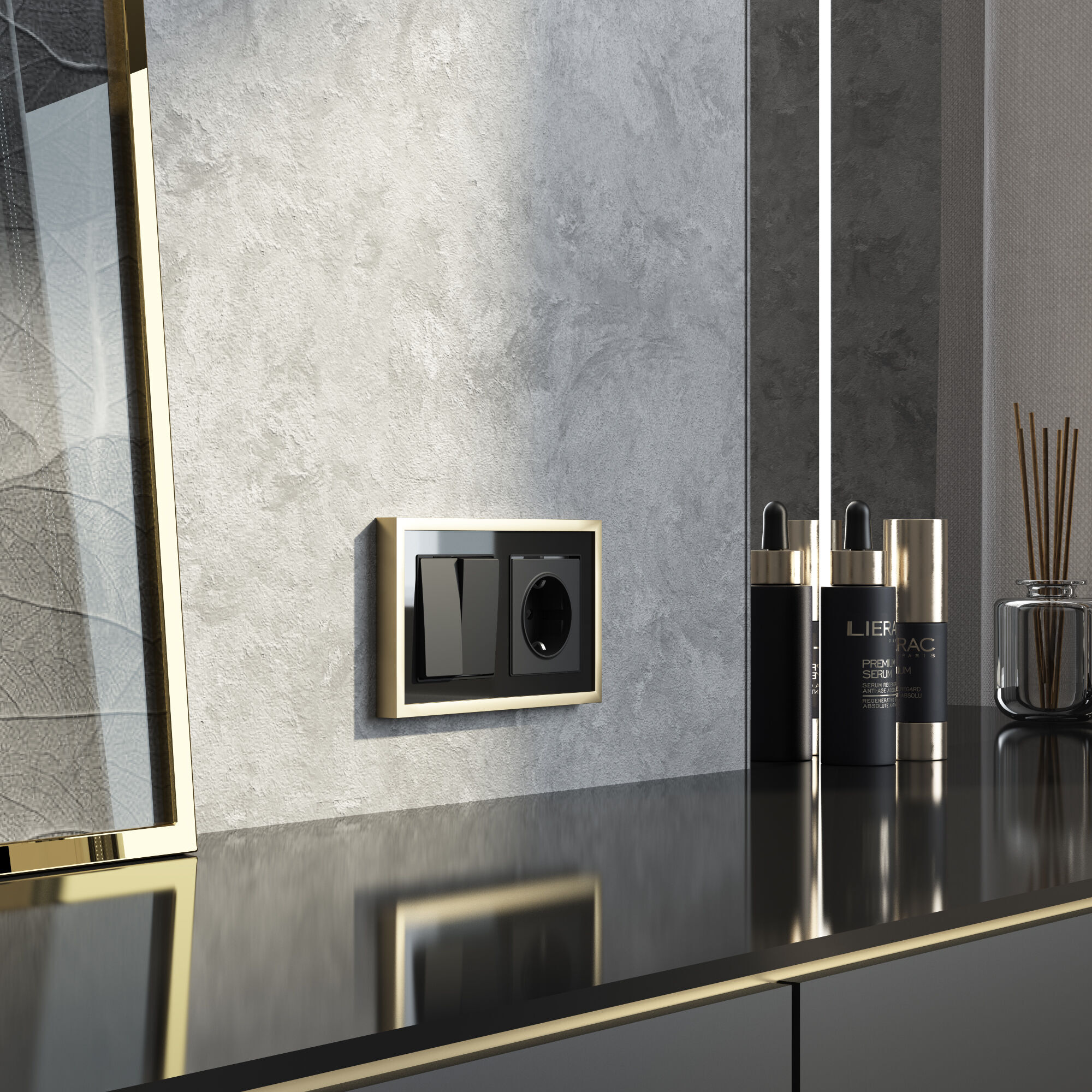 Рамка на 2 поста Baguette Werkel (черный/латунь) W0022852