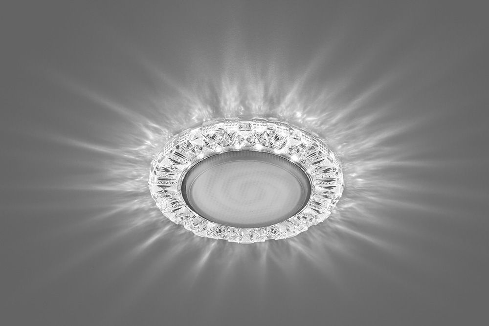 Светильник встраиваемый с белой LED подсветкой Feron CD4023 потолочный GX53 без лампы прозрачный Светильник встраиваемый с белой LED подсветкой Feron CD4023 потолочный GX53 без лампы прозрачный