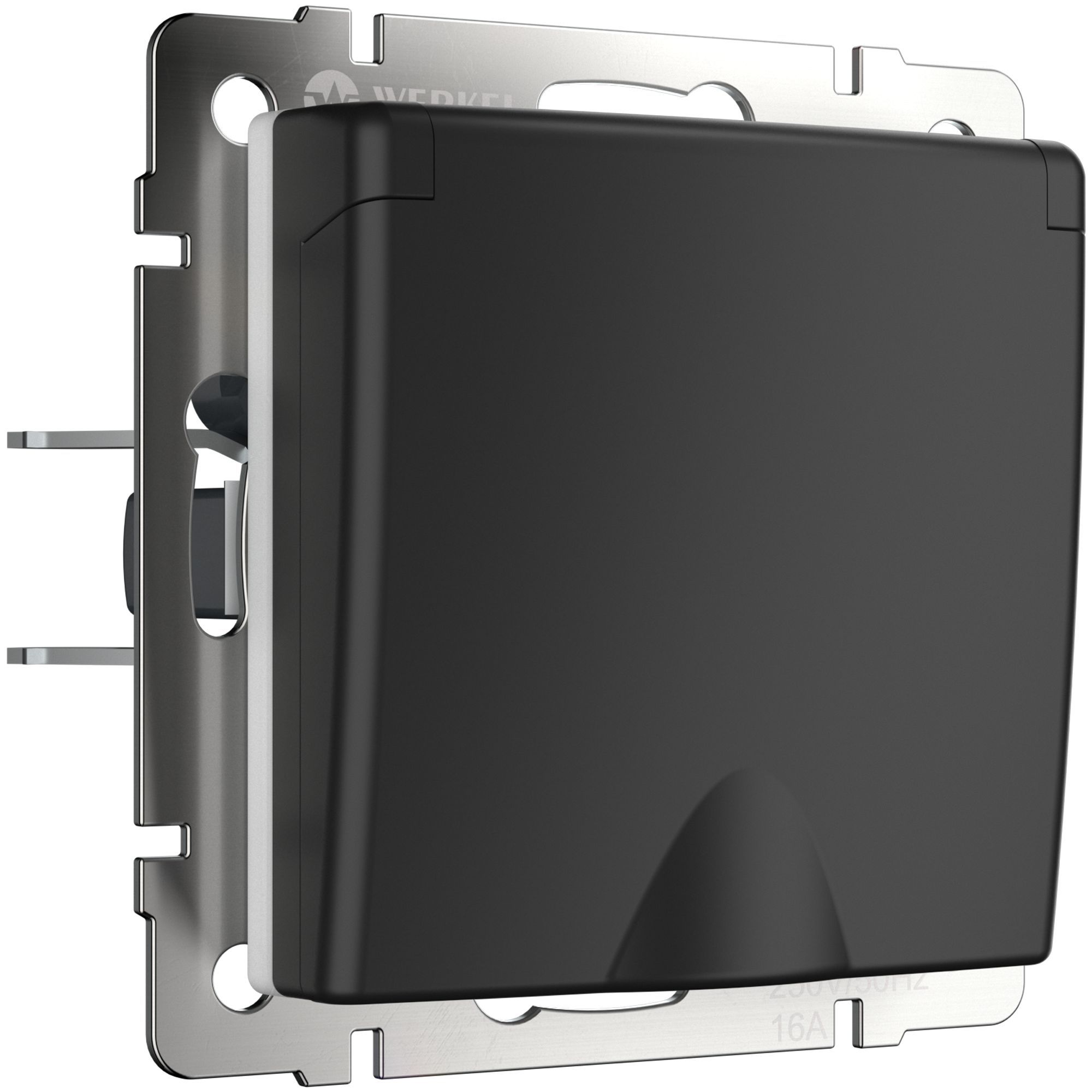 Розетка влагозащ. с зазем. с защит. крышкой и шторками WERKEL (черный матовый) WL08-SKGSC-01-IP44 / W1171208 / a029865