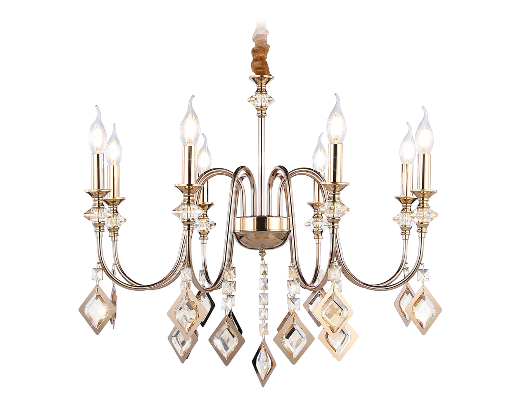 Подвесная люстра TR4957/8 FGD/TI золото/янтарь E14*8 max 40W D712*625