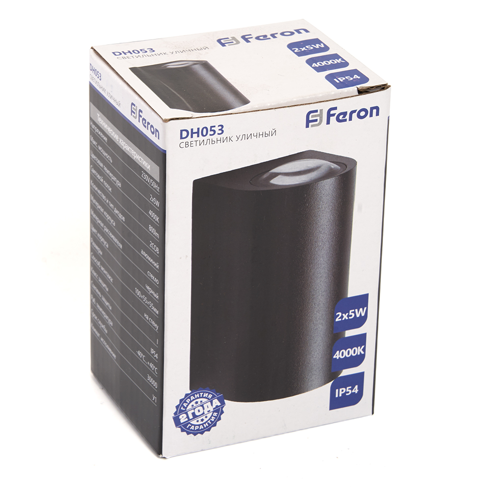 Светильник уличный светодиодный Feron DH053, 2*5W, 800Lm, 4000K, черный Светильник уличный светодиодный Feron DH053, 2*5W, 800Lm, 4000K, черный