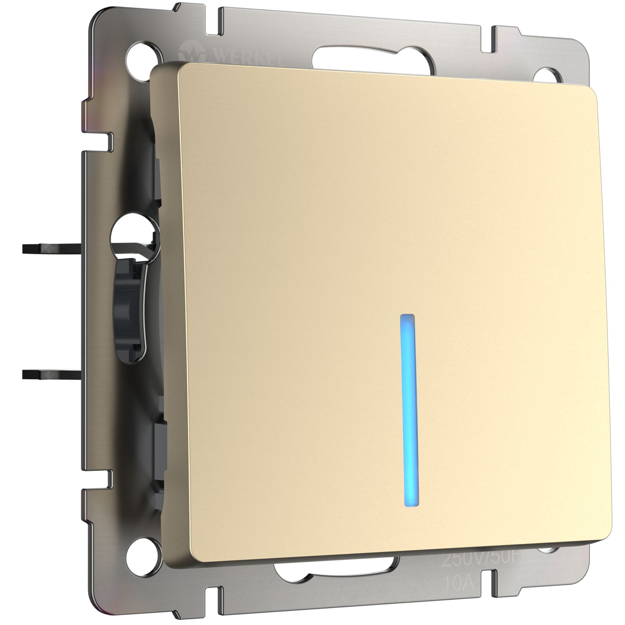 Выключатель одноклавишный проходной с подсветкой WERKEL (шампань) WL11-SW-1G-2W-LED / W1112111 / a040917