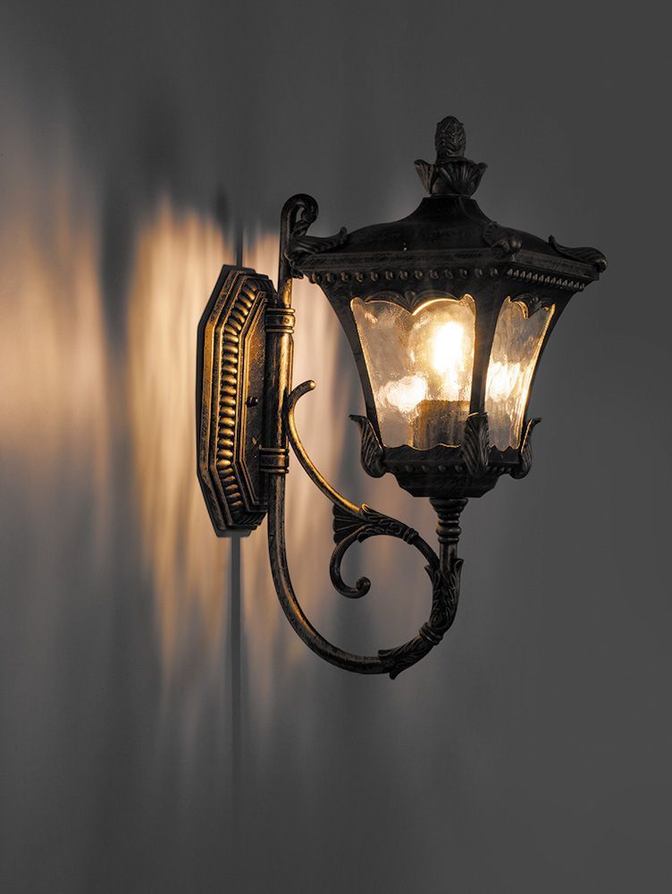 Светильник садово-парковый Feron 6003QS четырехгранный на стену вверх 100W E27 230V, черное золото