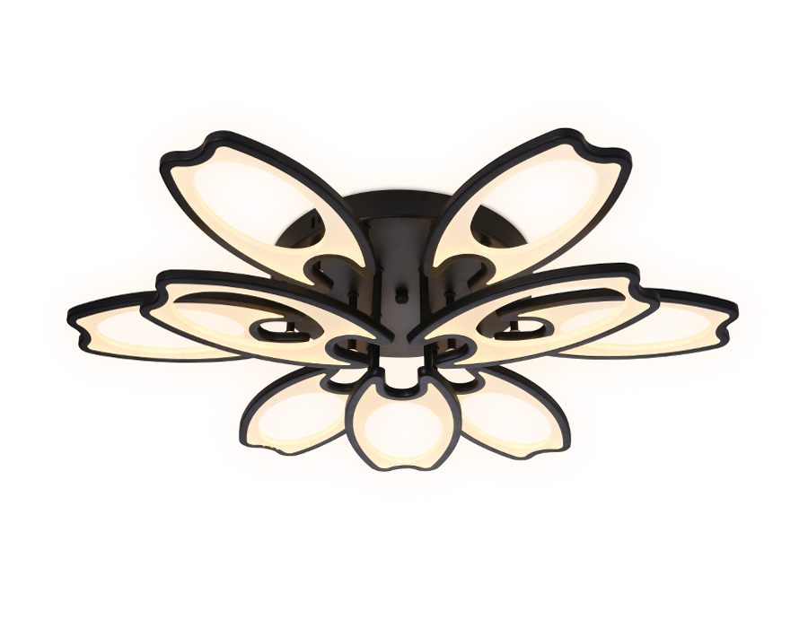 Потолочный светодиодный светильник с пультом Ambrella FA581/6+3 BK черный 162W 700*640*120 (ПДУ РАДИО 2.4G)