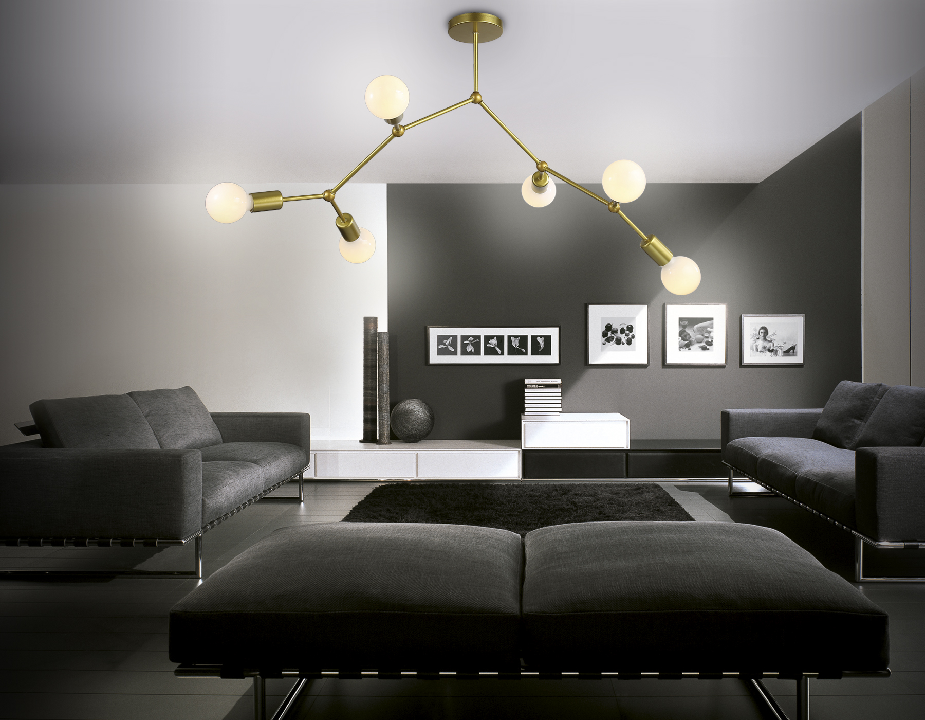 Потолочный светильник TR8038/6 BS латунь E27*6 max 40W D670*590