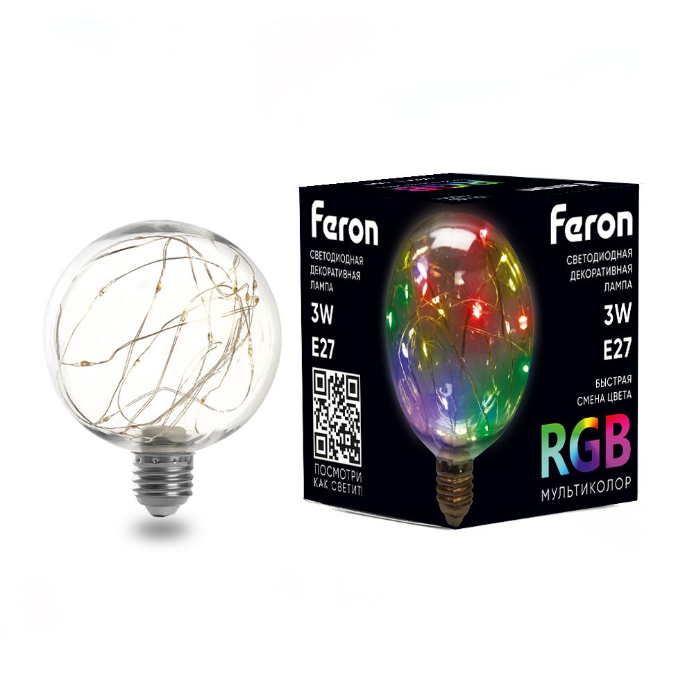 Лампа светодиодная Feron LB-382 E27 3W RGB Лампа светодиодная Feron LB-382 E27 3W RGB