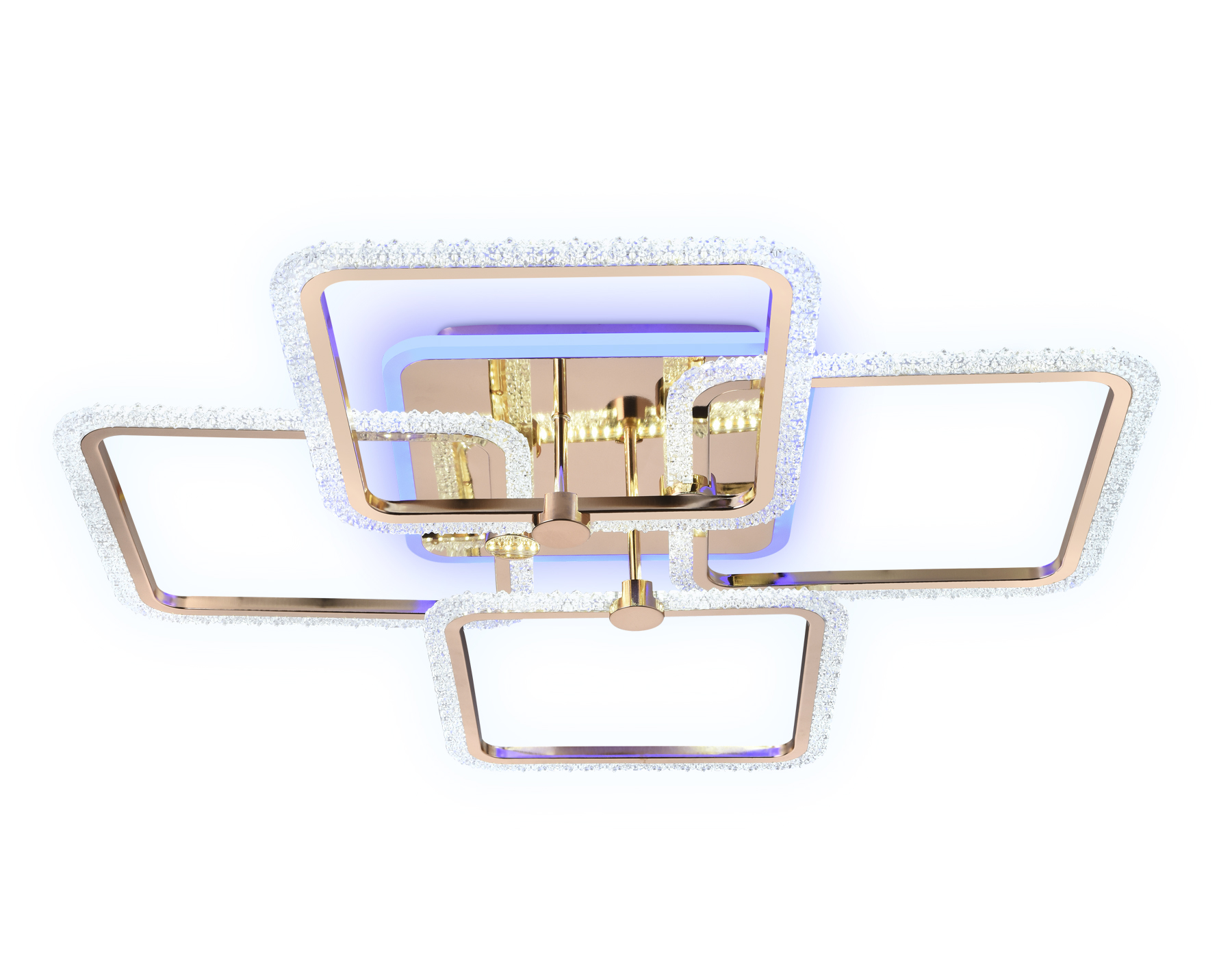 Потолочный светодиодный светильник с пультом Ambrella FA538/4 GD золото 148W 660*660*130 ПДУ РАДИО 2.4G)