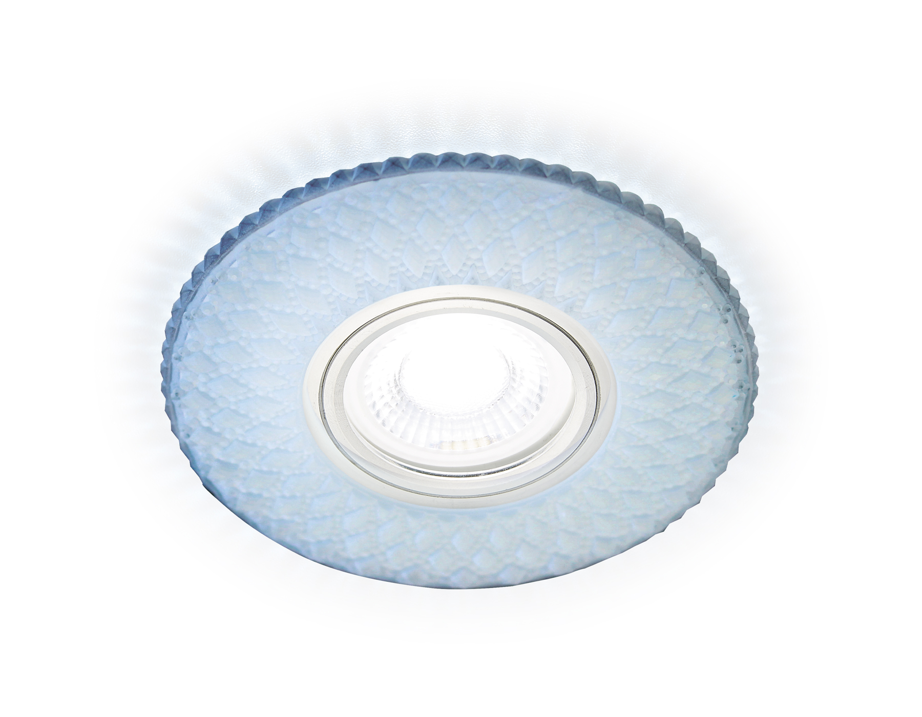 Встраиваемый точечный светильник Ambrella со светодиодной лентой S333 FR/CLD хром/матовый хрусталь/MR16+3W(LED COLD)