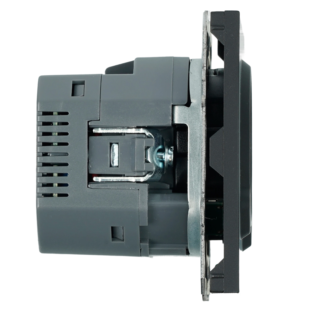 Розетка 1-местная з/ш с/з 16А + USB + Type C (механизм), Stekker, 250В, 20W, серия Эмили, черный уголь, soft-touch, RST16-5119-05