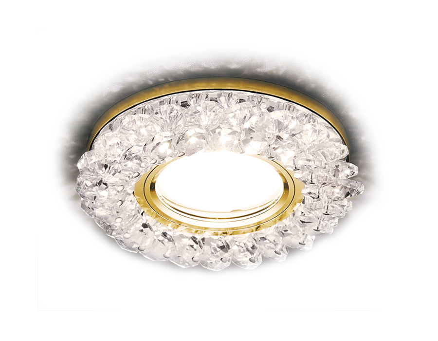 Встраиваемый светильник Ambrella S701 CL/GD/WH золото/прозрачный MR16+3W(LED WHITE)