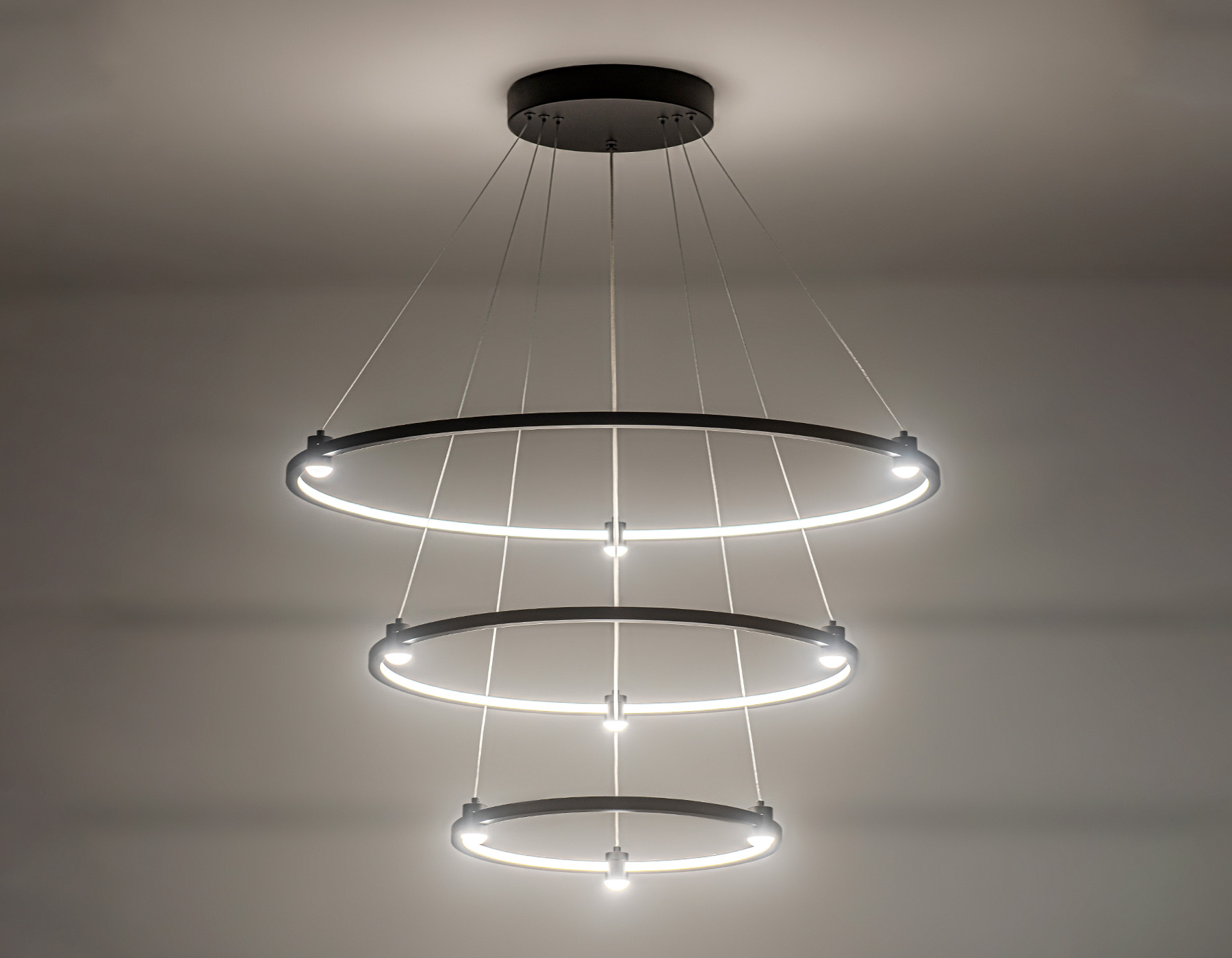 Подвесной LED светильник FL5514/3+9 BK черный 90W 3000K/4200K/6400K D800/600/400*1300 (без ПДУ)