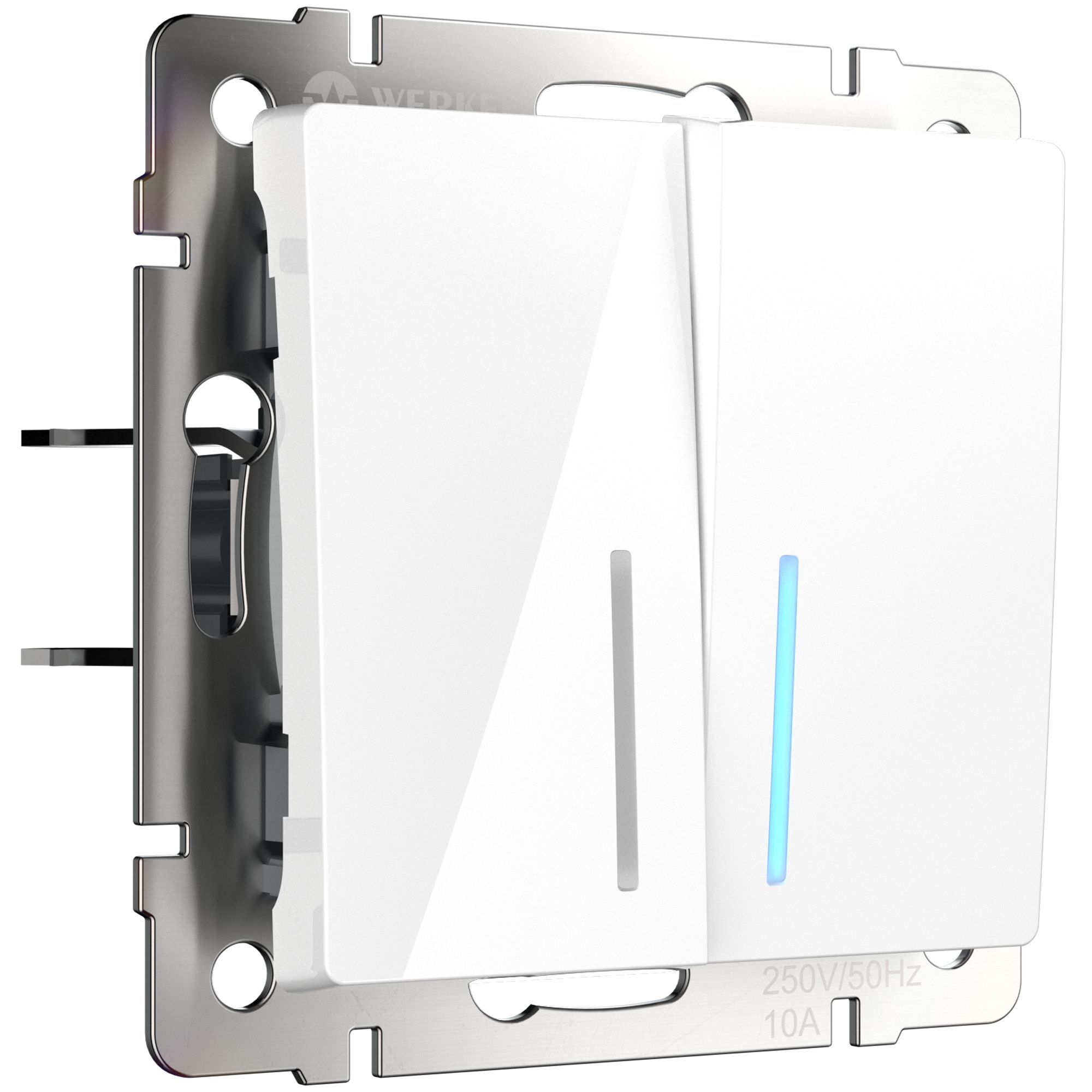 Выключатель двухклавишный проходной с подсветкой WERKEL (белый) WL01-SW-2G-2W-LED / W1122101 / a030767