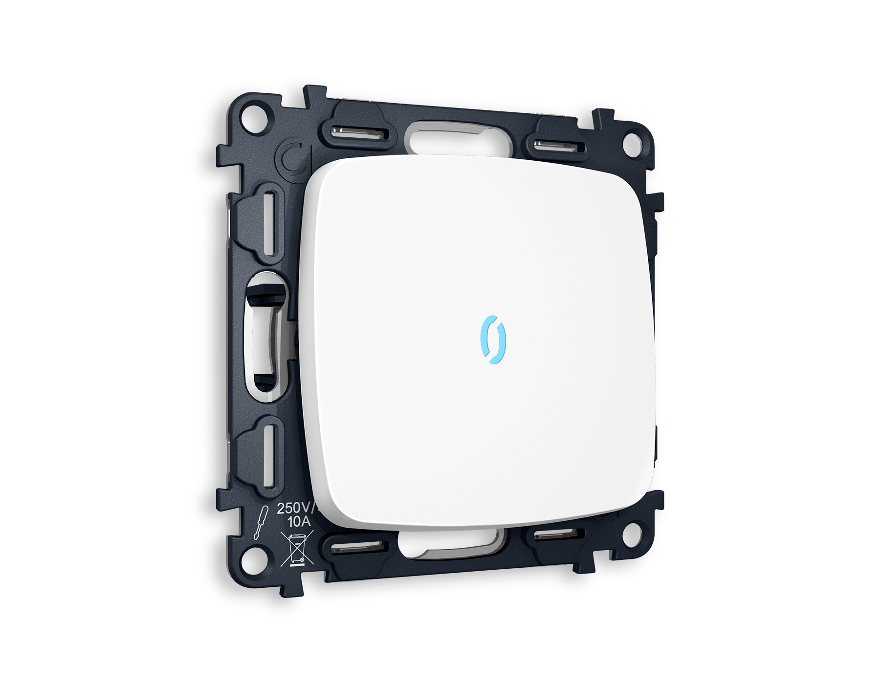 MO122020 Комплект механизма 1-кл выключателя с подсветкой 10000K OMEGA Белый матовый QUANT (OP1220, VM101, G17B)