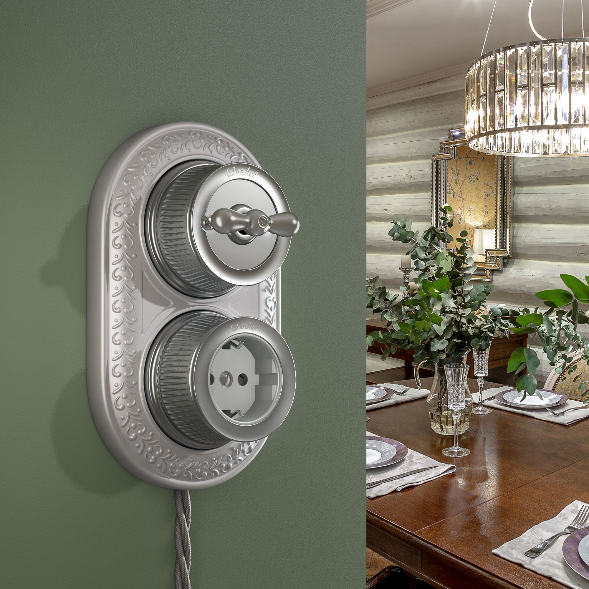 Рамка на 2 поста Werkel Antik Runda (жемчужный) WL70-frame-02