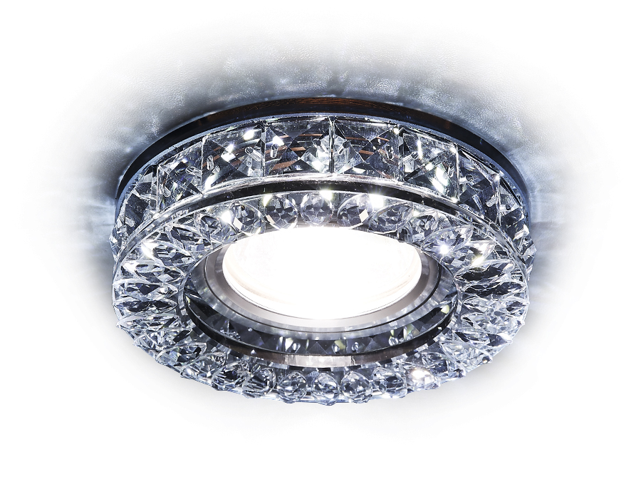 Встраиваемый светильник Ambrella S241 BK хром/тонированный Хрусталь/MR16+3W(LED WHITE)