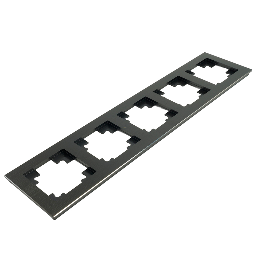 Рамка 5-местная, металл, STEKKER, MFR00-7005-05, серия Катрин, черный