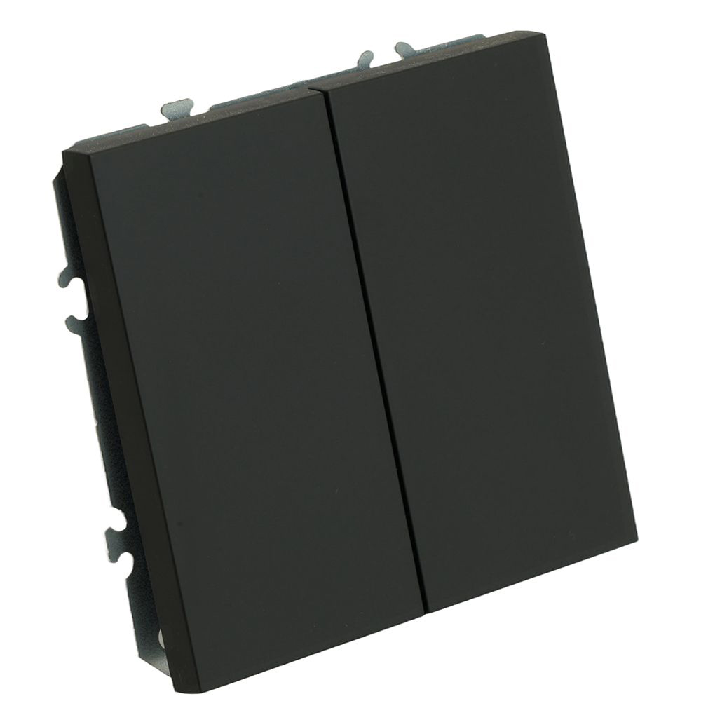 Переключатель перекрестный 2-клавишный (механизм), STEKKER, 250В, 10А, серия Эмили, RSW10-5111-01, черный уголь, soft touch