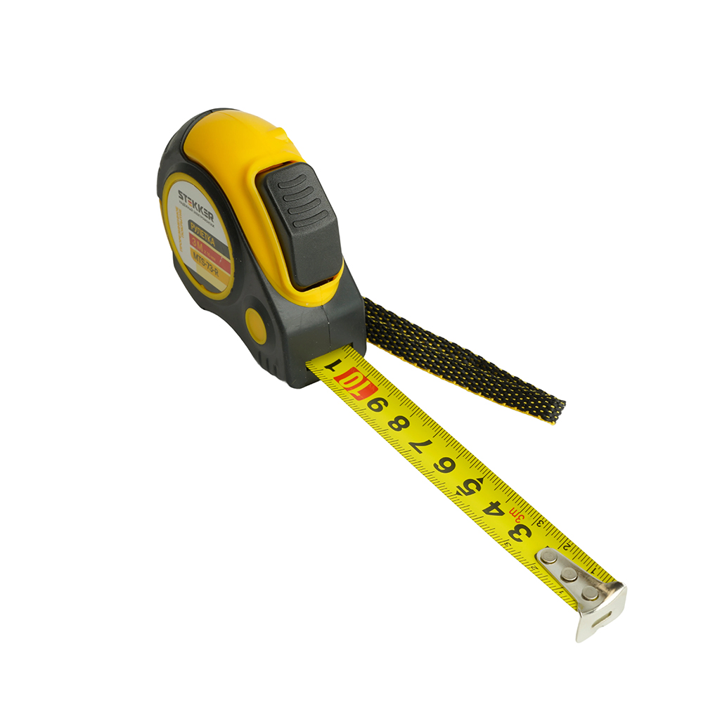 Рулетка, 3 м х 16 мм, прорезиненное покрытие, II класс точности, автостоп MTS-73-R