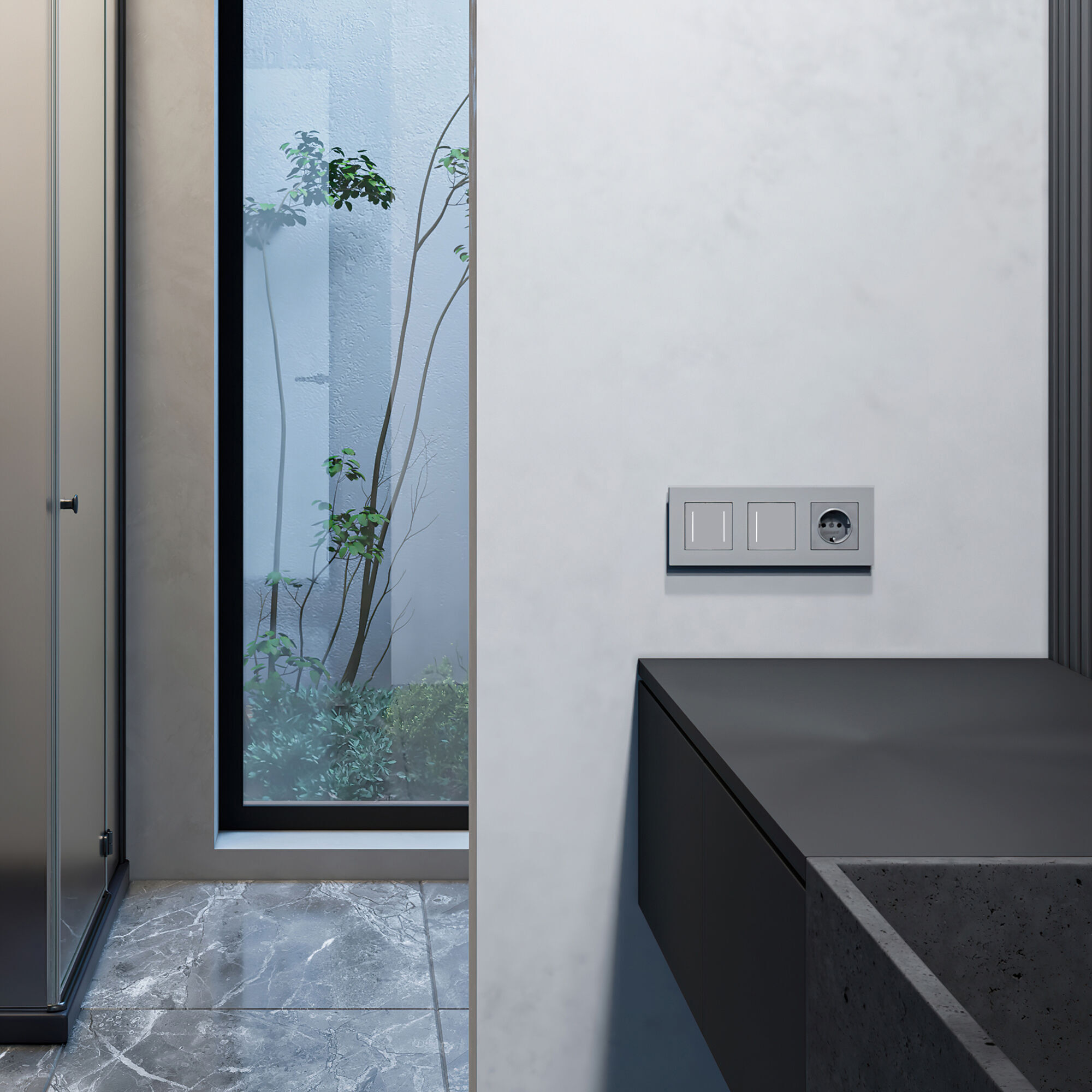 W0032965/ Рамка на 3 поста Slab (серебро софт)