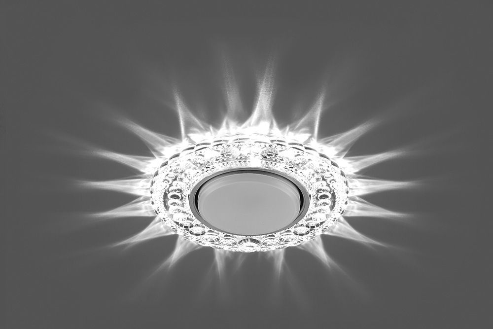 Светильник встраиваемый с белой LED подсветкой Feron CD4024 потолочный GX53 без лампы прозрачный Светильник встраиваемый с белой LED подсветкой Feron CD4024 потолочный GX53 без лампы прозрачный