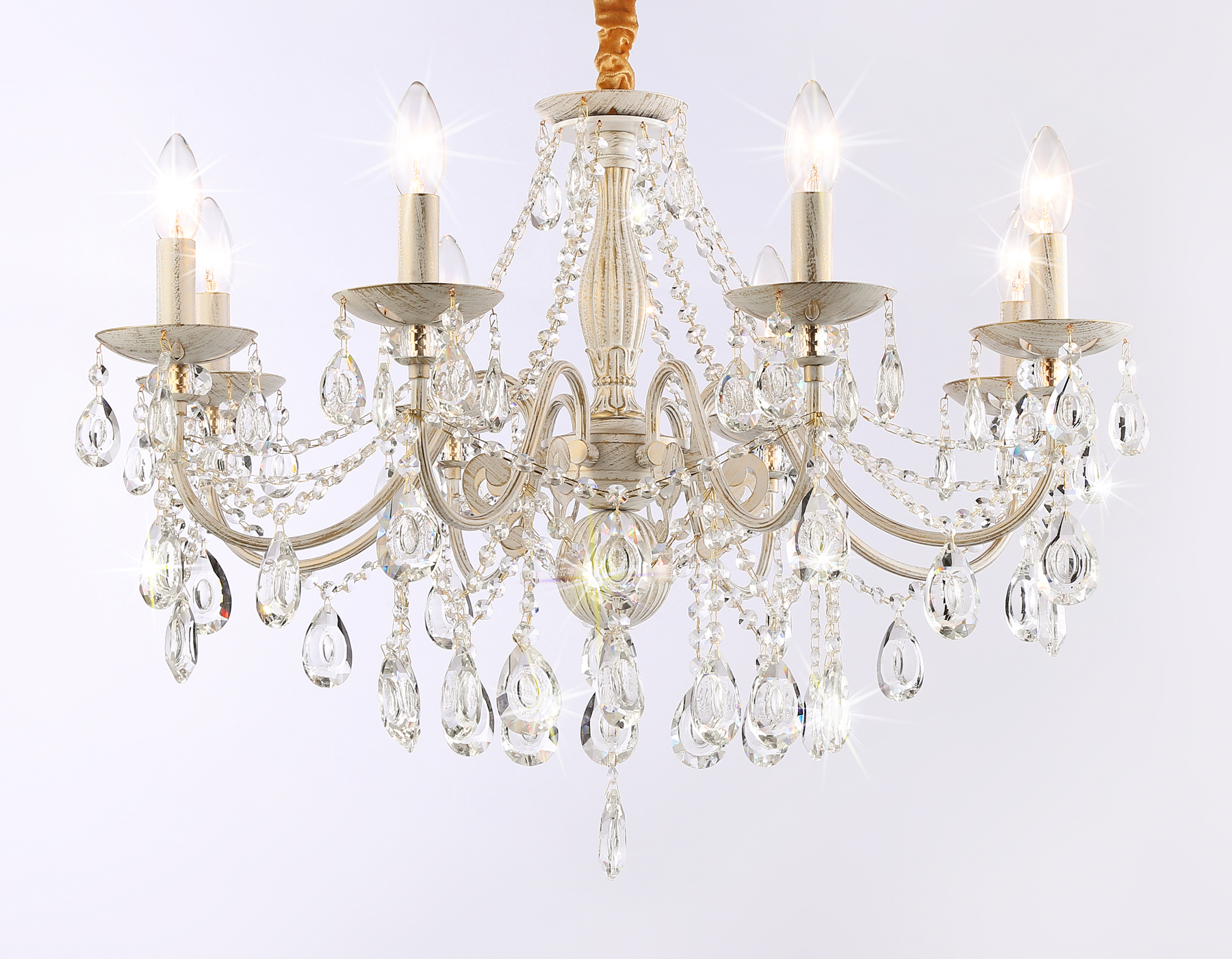 Подвесная люстра TR4945/8 WH/GD/CL белый/золото/прозрачный E14/8 max 40W D715*555