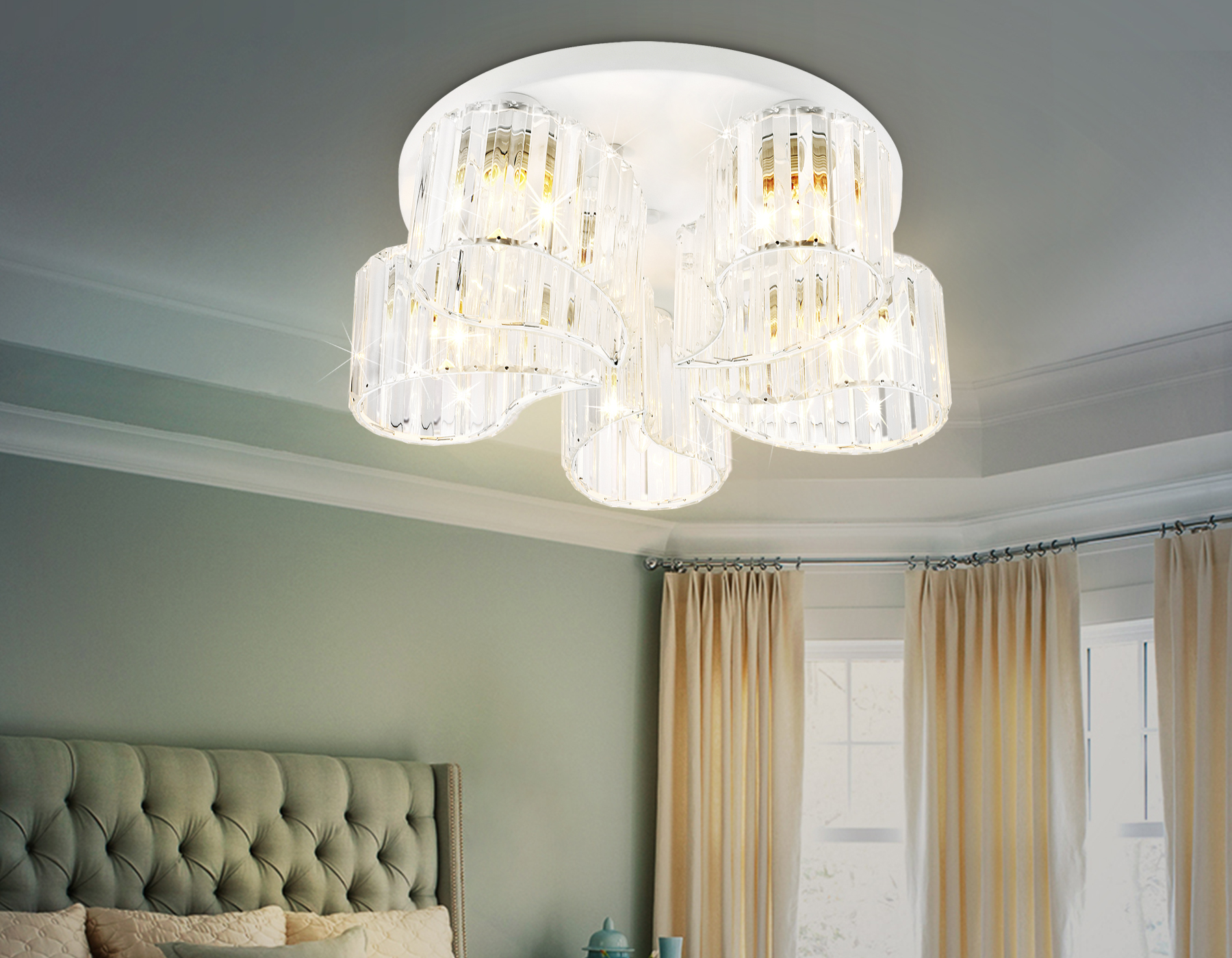 Потолочный светильник Ambrella TR5201/5 WH/CL белый/прозрачный E27/5 max 40W D500*180