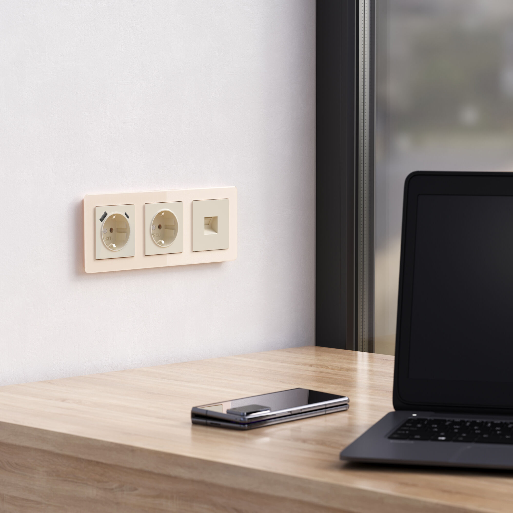 Рамка на 3 поста Acrylic Werkel (айвори) W0032743