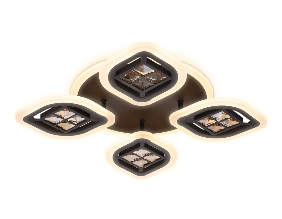 Потолочный светодиодный светильник Ambrella с пультом FA281 кофе/янтарь 69W 530*530*80