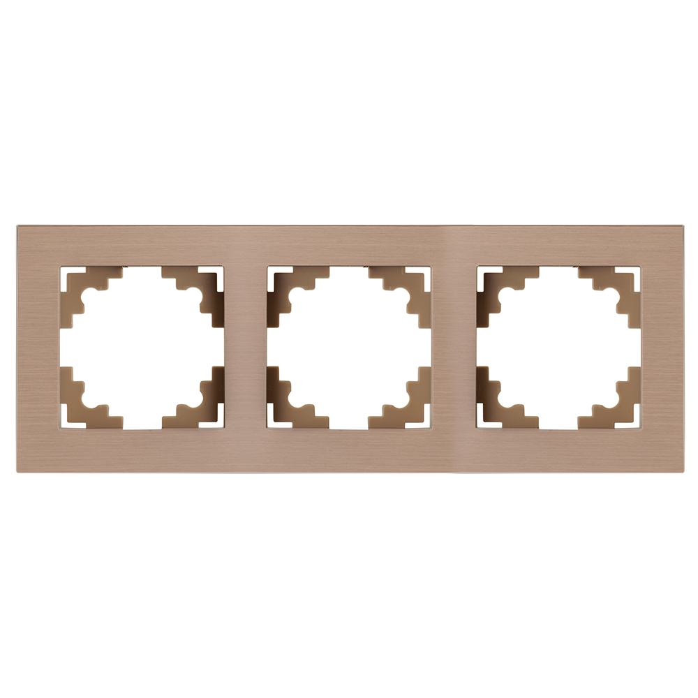 Рамка 3-местная, металл, ,STEKKER, MFR00-7003-02, серия Катрин, шампань