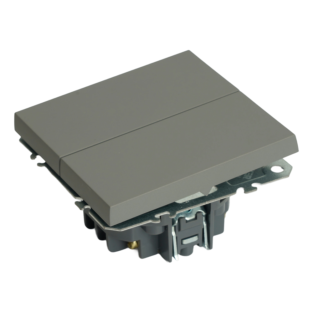 Переключатель перекрестный 2-клавишный (механизм), STEKKER, 250В, 10А, серия Эмили, RSW10-5111-10, платиново-серый, soft touch